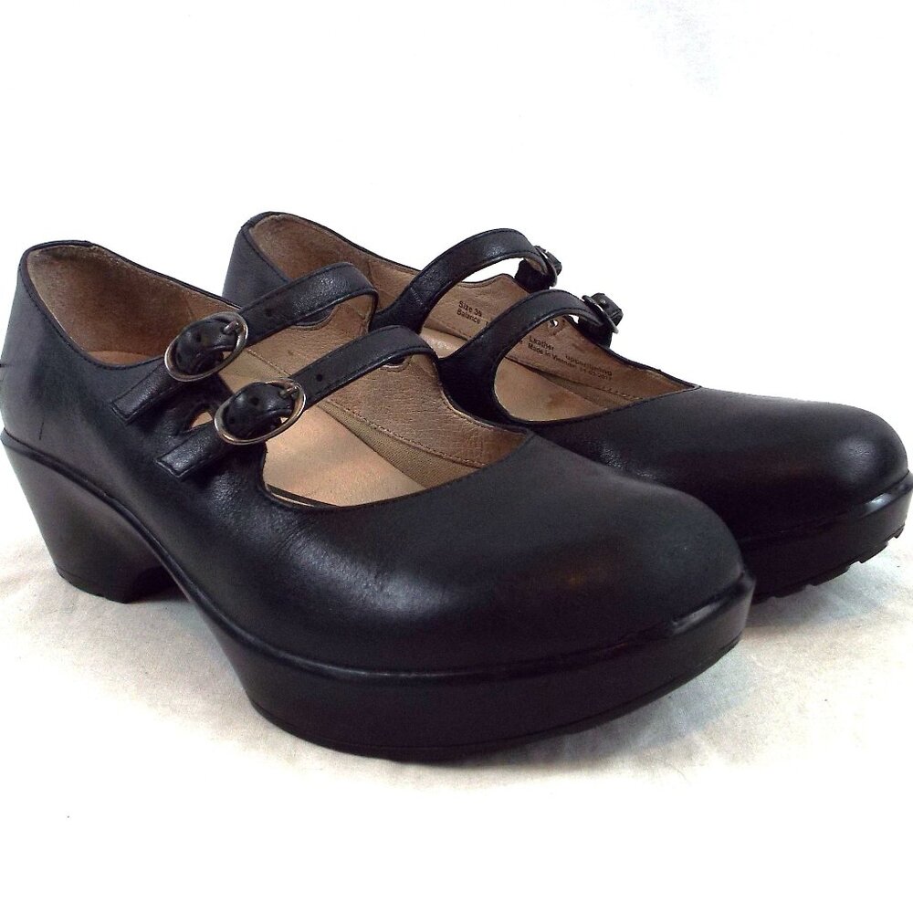 Dansko Mary Jane Leather Black Heeled Clog Size 5.5 - 6 (Size 36 EU)